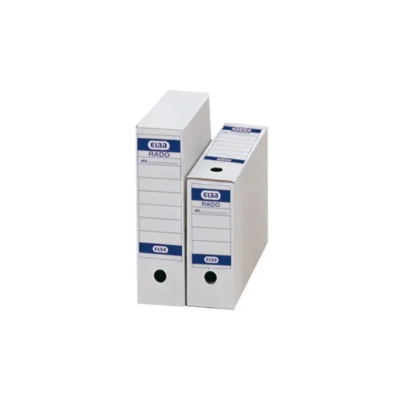 Elba Caja de Archivo Definitivo Folio - Resistente y Duradera - Ideal para Organizar Documentos - Color Blanco y Azul | Ahorro I