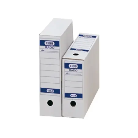 Elba Caja de Archivo Definitivo Folio - Resistente y Duradera - Ideal para Organizar Documentos - Color Blanco y Azul | Ahorro I
