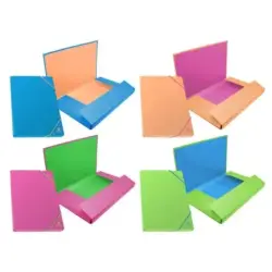 Bismark Carpeta para Proyectos - Lomo de 30mm - Fabricada en Carton - Cierre con Gomas - Colores Neon Surtidos | Ahorro Imprimie