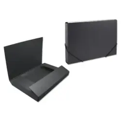 Bismark Carpeta para Proyectos - Medidas 350x230x50mm - Fabricada en Carton - Cierre con Gomas - Color Negro | Ahorro Imprimiend