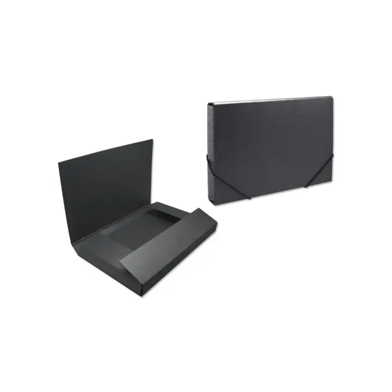Bismark Carpeta para Proyectos - Medidas 350x230x50mm - Fabricada en Carton - Cierre con Gomas - Color Negro | Ahorro Imprimiend