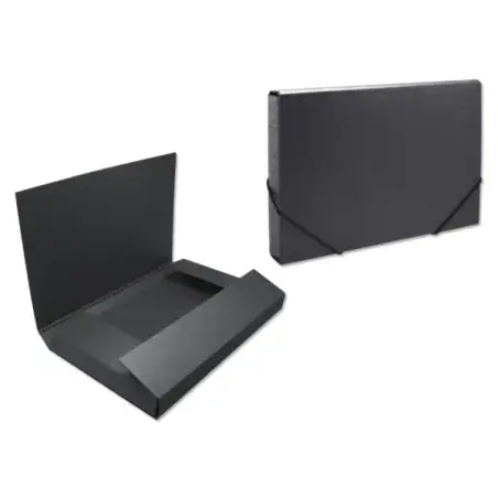 Bismark Carpeta para Proyectos - Medidas 350x230x50mm - Fabricada en Carton - Cierre con Gomas - Color Negro | Ahorro Imprimiend