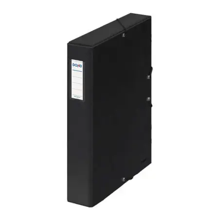 Dohe Caja para Proyectos Lomo 5cm - Carton Forrado con Papel Impreso y Plastificado - Cierre con Gomas - Color Negro | Ahorro Im