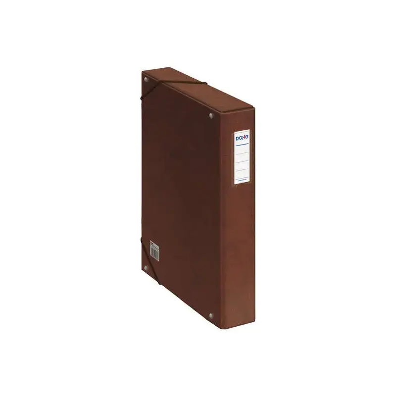 Dohe Caja para Proyectos Lomo 5cm - Carton Forrado con Papel Impreso y Plastificado - Cierre con Gomas - Color Cuero | Ahorro Im