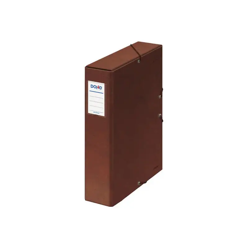 Dohe Caja para Proyectos Lomo 7cm - Carton Forrado con Papel Impreso y Plastificado - Cierre con Gomas - Color Cuero | Ahorro Im