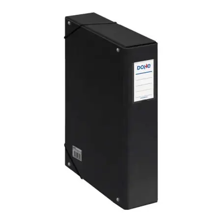Dohe Caja para Proyectos Lomo 7cm - Carton Forrado con Papel Impreso y Plastificado - Cierre con Gomas - Color Negro | Ahorro Im