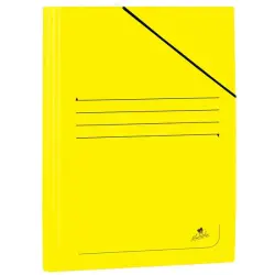 Mariola Carpeta de Carton Plastificado Folio 500gr/m2 - Medidas 34x25cm - Cierre con Goma Elastica - Color Amarillo | Ahorro Imp