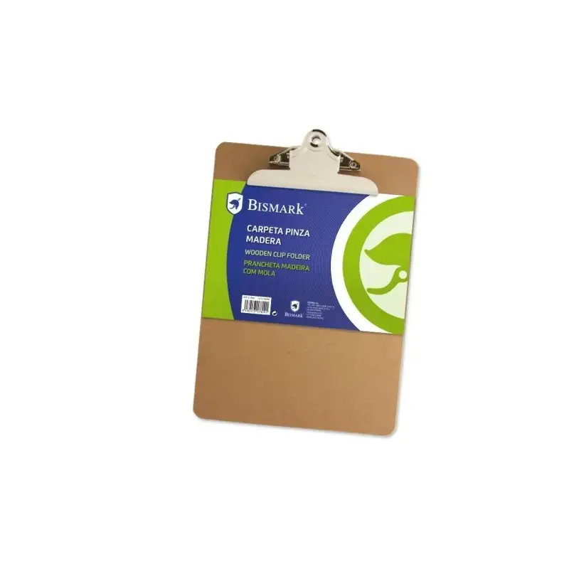 Biskmark Carpeta Sujetapapeles con Base de Madera y Pinza Metalica - Formato Folio | Ahorro Imprimiendo