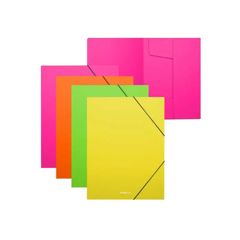 Erichkrause Pack de 4 Carpetas Solapas Matt Neon A4 - Fabricadas en Polipropileno - Colores Surtidos | Ahorro Imprimiendo