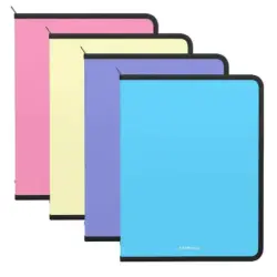 Erichkrause Matt Pastel Pack de 4 Carpetas con Cremallera A4 - Para Organizar y Transportar Documentos - Colores Pastel Surtidos