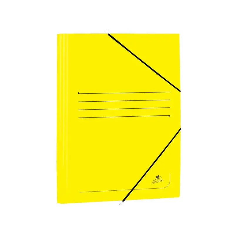 Mariola Carpeta de Carton Estucado con Solapas Folio 500gr/m2 - Medidas 34x25x1cm - Cierre con Goma Elastica - Color Amarillo |