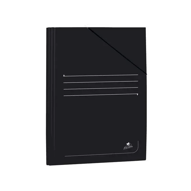 Mariola Carpeta de Carton Plastificado Folio 500gr/m2 - Medidas 34x25cm - Cierre con Goma Elastica - Color Negro | Ahorro Imprim