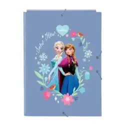 Safta Frozen Carpeta con 3 Solapas - Tapas Duras Forradas - Formato Folio - Cierre con Gomas - Durabilidad y Proteccion - 260x25