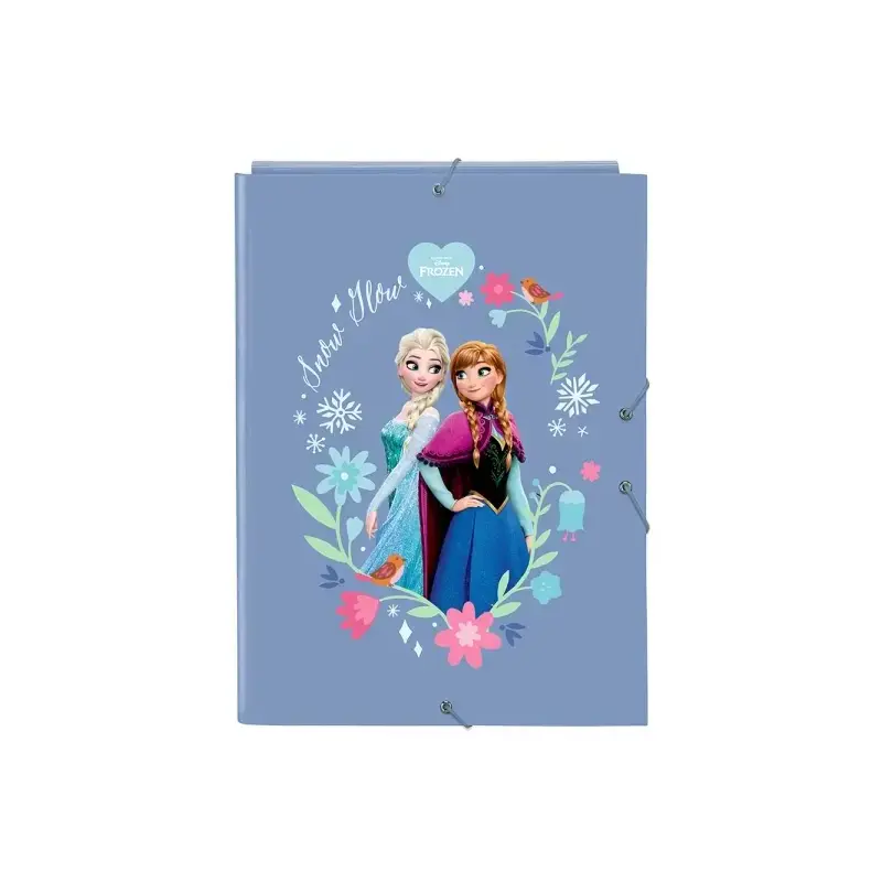 Safta Frozen Carpeta con 3 Solapas - Tapas Duras Forradas - Formato Folio - Cierre con Gomas - Durabilidad y Proteccion - 260x25