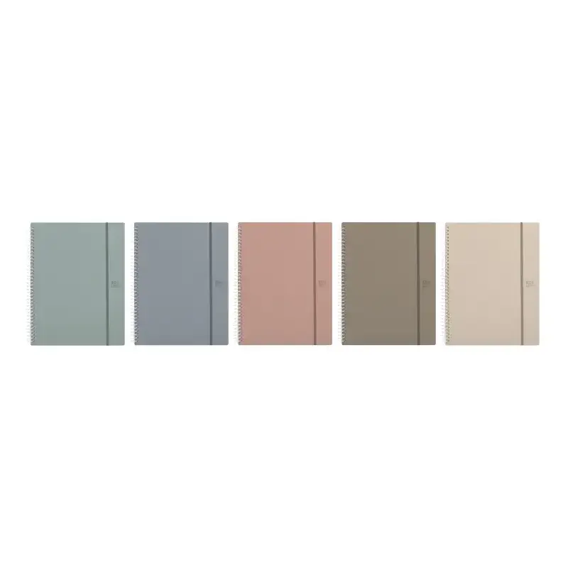 Oxford Forest Carpeta con Espiral de 40 Fundas - Cierre con Goma - Polyfoam - Plastico Reciclado - Colores Neutros Surtidos | Ah