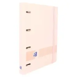 Oxford Live & Go A4+ Polyfoam Europeanbinder - Lomo de 45mm - Anillas de 4Dx35mm - Recambio 5x5 - Color Rosa Pastel | Ahorro Imp