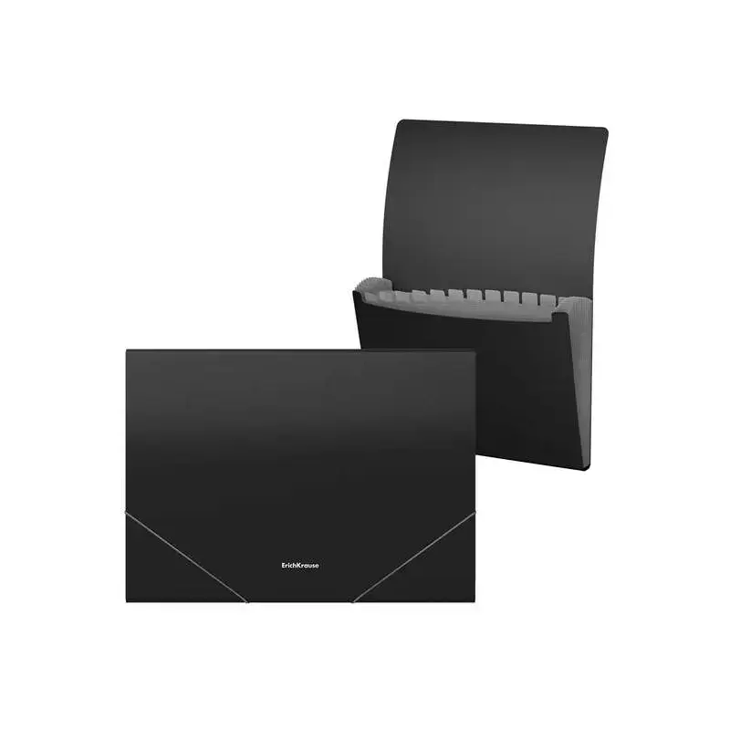 Erichkrause Matt Classic Carpeta/Clasificador con 12 Fundas A4 - Acabado Mate - Color Negro | Ahorro Imprimiendo