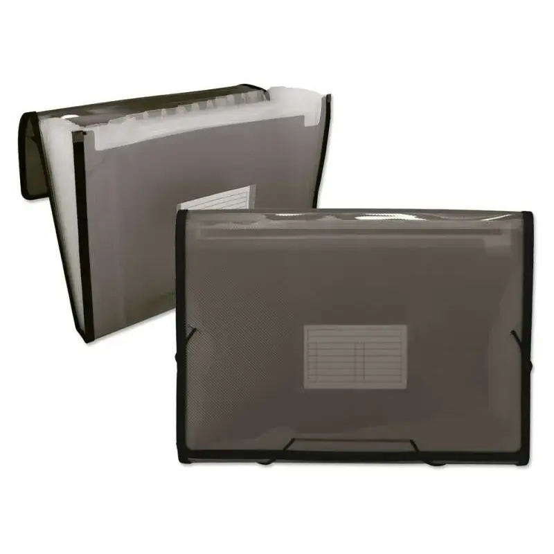 Ingraf Carpeta Frame Fuelle 13 Departamentos Tamaño A4 - Polipropileno Translucido - Gomas y Solapas - Color Gris | Ahorro Impri