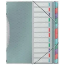 Esselte Colour'Breeze Clasificador con 12 Pestañas Multicolor - Para Formato A4 - 3 Solapas en la Contraportada - Polpropileno e
