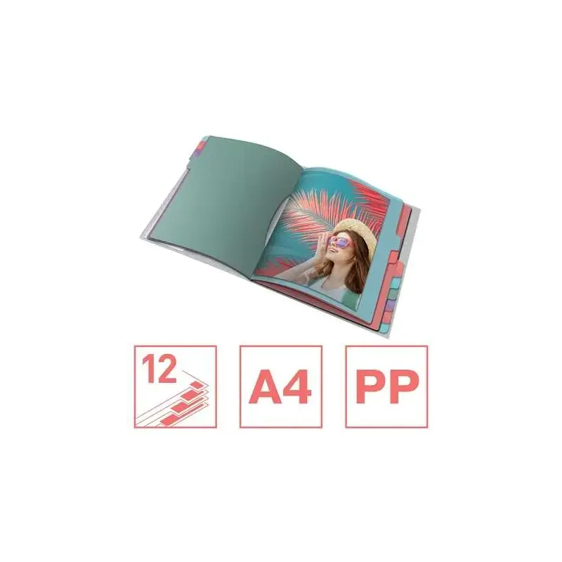 Esselte Colour'Breeze Clasificador con 12 Pestañas Multicolor - Para Formato A4 - 3 Solapas en la Contraportada - Polpropileno e