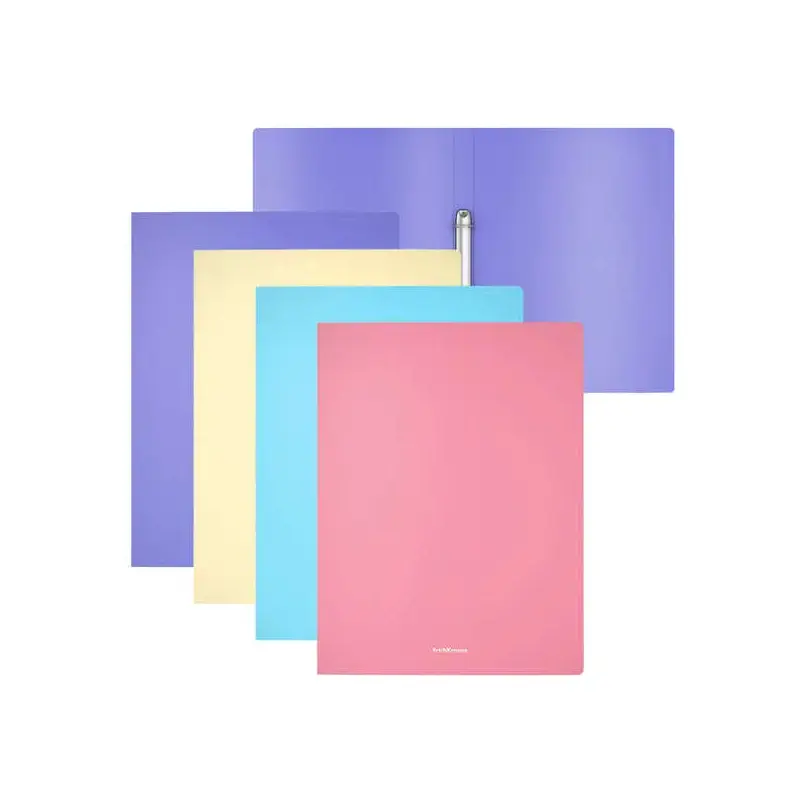 Erichkrause Matt Pastel Pack de 4 Carpetas con 2 Anillas de 24mm Tamaño A4 - Colores Surtidos | Ahorro Imprimiendo
