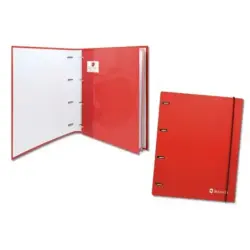 Bismark Carpeta de 4 Anillas con 80 Hojas Cuadricula 4x4 - Formato A4 - Fabricada en Carton - Color Rojo | Ahorro Imprimiendo