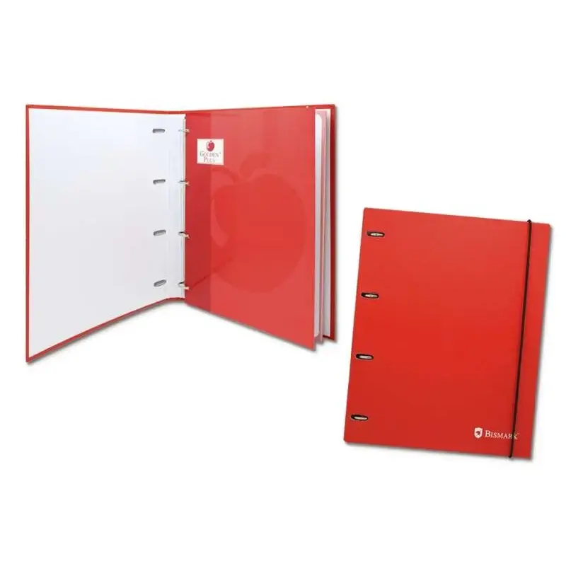 Bismark Carpeta de 4 Anillas con 80 Hojas Cuadricula 4x4 - Formato A4 - Fabricada en Carton - Color Rojo | Ahorro Imprimiendo