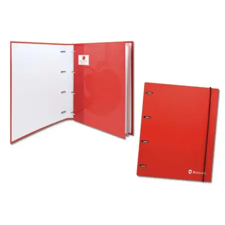 Bismark Carpeta de 4 Anillas con 80 Hojas Cuadricula 4x4 - Formato A4 - Fabricada en Carton - Color Rojo | Ahorro Imprimiendo
