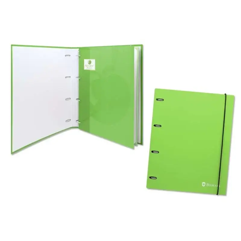 Bismark Carpeta de 4 Anillas con 80 Hojas Cuadricula 4x4 - Formato A4 - Fabricada en Carton - Color Verde | Ahorro Imprimiendo