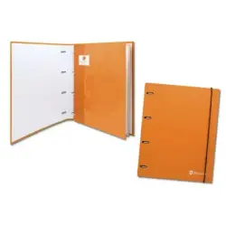 Bismark Carpeta de 4 Anillas con 80 Hojas Cuadricula 4x4 - Formato A4 - Fabricada en Carton - Color Naranja | Ahorro Imprimiendo