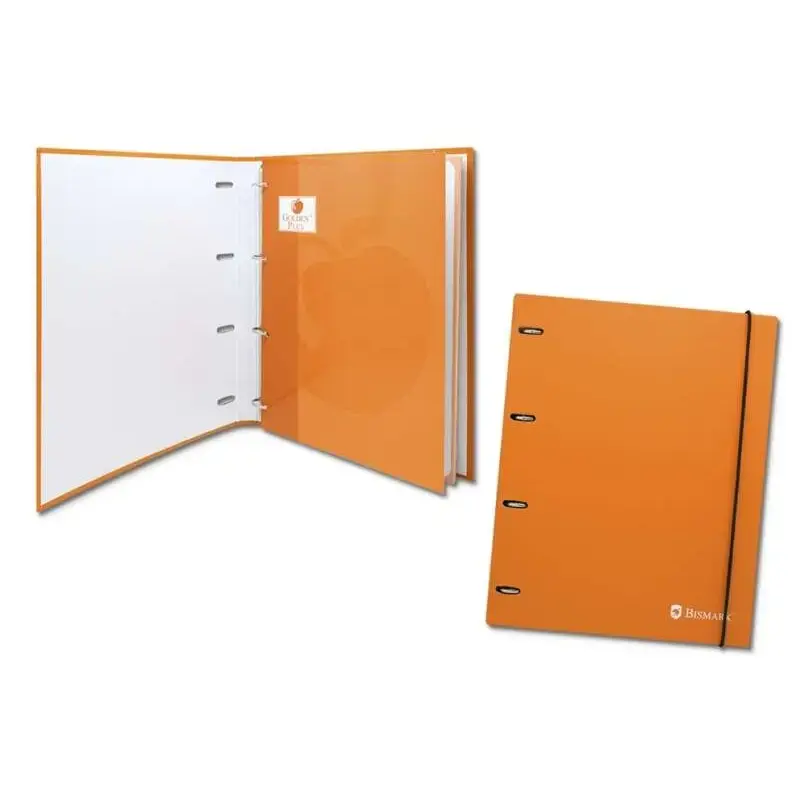 Bismark Carpeta de 4 Anillas con 80 Hojas Cuadricula 4x4 - Formato A4 - Fabricada en Carton - Color Naranja | Ahorro Imprimiendo