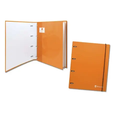 Bismark Carpeta de 4 Anillas con 80 Hojas Cuadricula 4x4 - Formato A4 - Fabricada en Carton - Color Naranja | Ahorro Imprimiendo