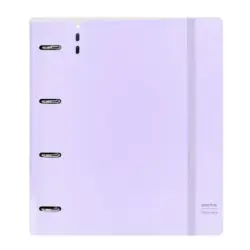 Safta Carpeta de 4 Anillas - PP Foam - Anillas de 35mm - Incluye 100 Hojas A4 - 27x32x4cm - Color Lavanda | Ahorro Imprimiendo