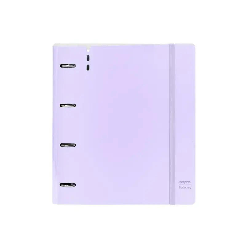 Safta Carpeta de 4 Anillas - PP Foam - Anillas de 35mm - Incluye 100 Hojas A4 - 27x32x4cm - Color Lavanda | Ahorro Imprimiendo