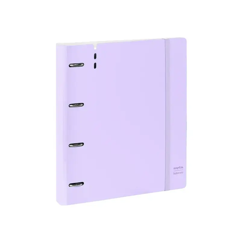 Safta Carpeta de 4 Anillas - PP Foam - Anillas de 35mm - Incluye 100 Hojas A4 - 27x32x4cm - Color Lavanda | Ahorro Imprimiendo