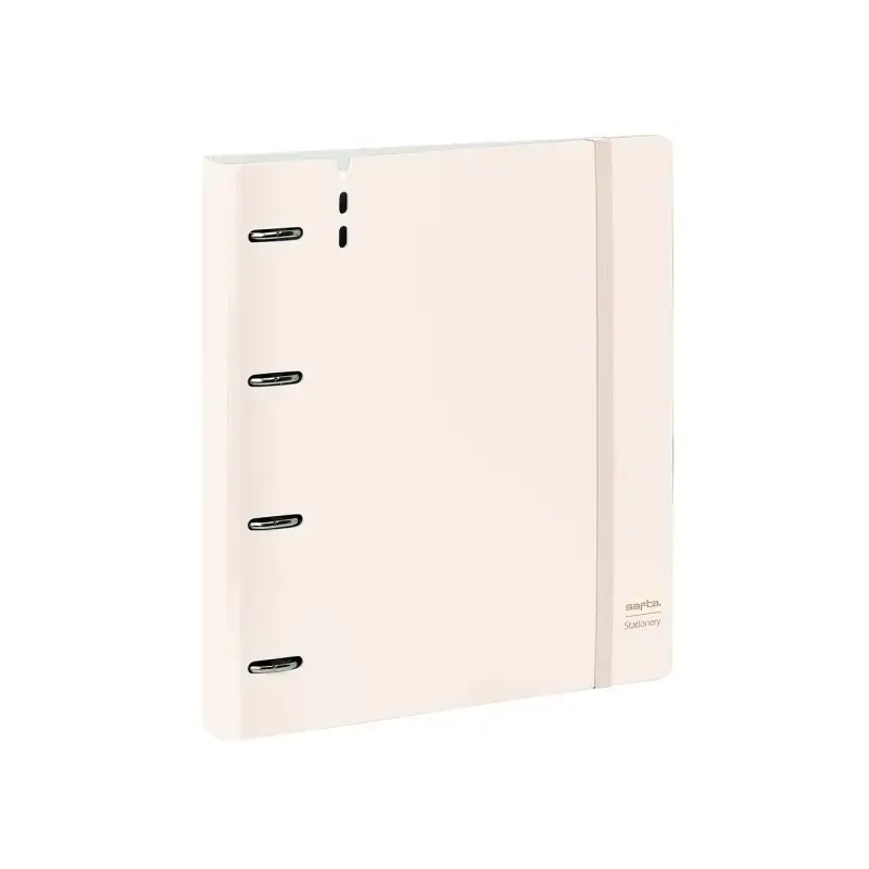 Safta Carpeta de 4 Anillas - PP Foam - Anillas de 35mm - Incluye 100 Hojas A4 - 27x32x4cm - Color Beige | Ahorro Imprimiendo