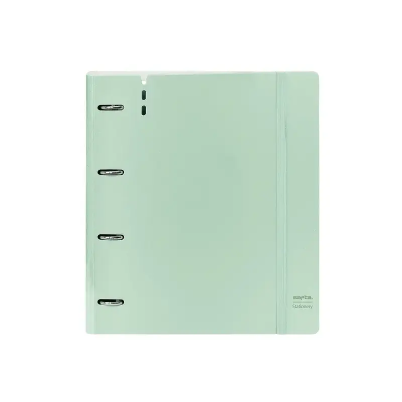 Safta Carpeta de 4 Anillas - PP Foam - Anillas de 35mm - Incluye 100 Hojas A4 - 27x32x4cm - Color Verde Pastel | Ahorro Imprimie
