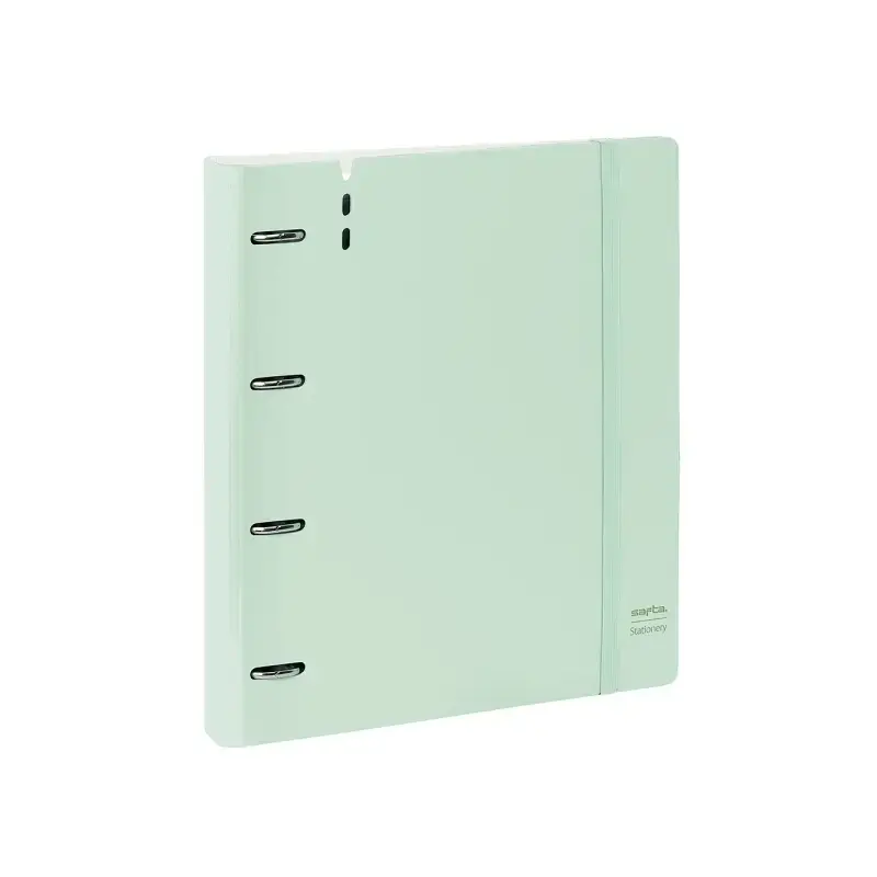 Safta Carpeta de 4 Anillas - PP Foam - Anillas de 35mm - Incluye 100 Hojas A4 - 27x32x4cm - Color Verde Pastel | Ahorro Imprimie