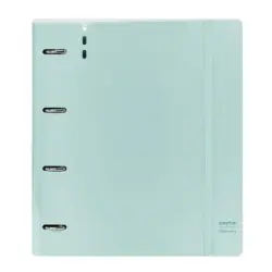 Safta Carpeta de 4 Anillas - PP Foam - Anillas de 35mm - Incluye 100 Hojas A4 - 27x32x4cm - Color Azul Claro | Ahorro Imprimiend