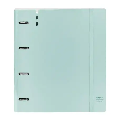 Safta Carpeta de 4 Anillas - PP Foam - Anillas de 35mm - Incluye 100 Hojas A4 - 27x32x4cm - Color Azul Claro | Ahorro Imprimiend