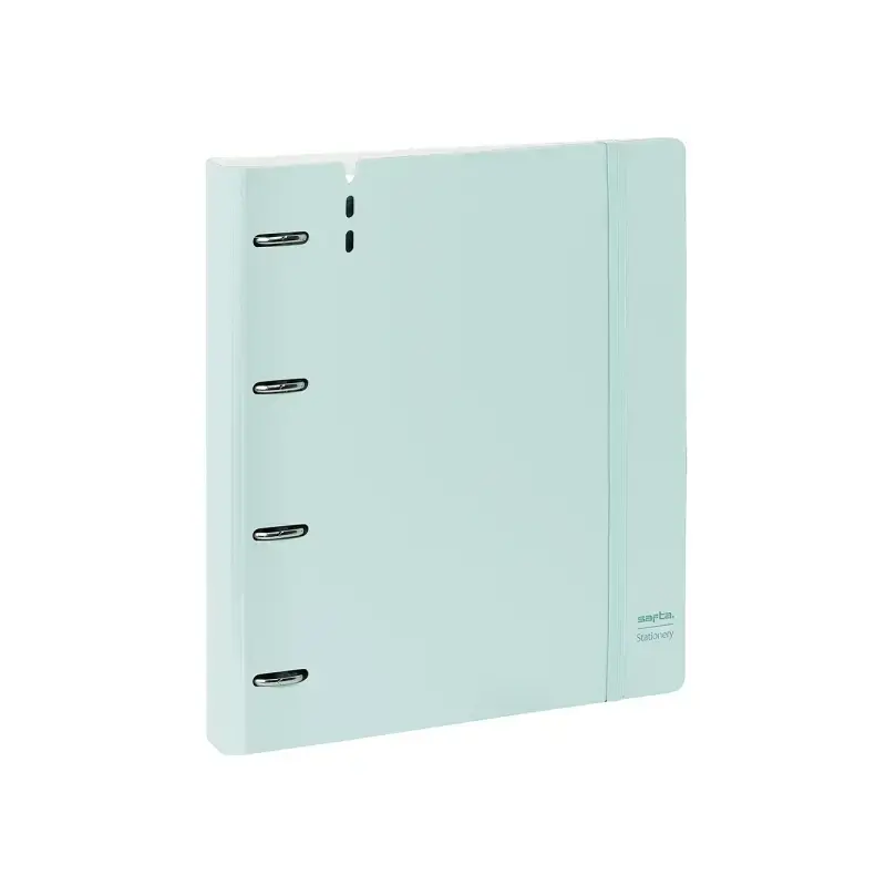 Safta Carpeta de 4 Anillas - PP Foam - Anillas de 35mm - Incluye 100 Hojas A4 - 27x32x4cm - Color Azul Claro | Ahorro Imprimiend
