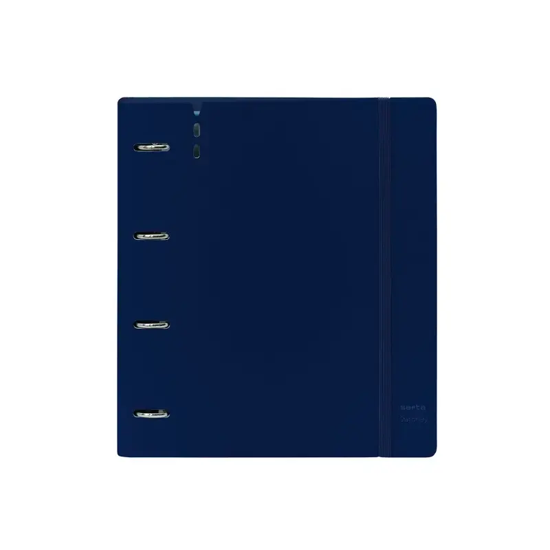 Safta Carpeta con 4 Anillas 35mm - Tapa de Plastico - Recambio 100 Hojas - Cierre Elastico - Ranura para Boligrafo - Separadores