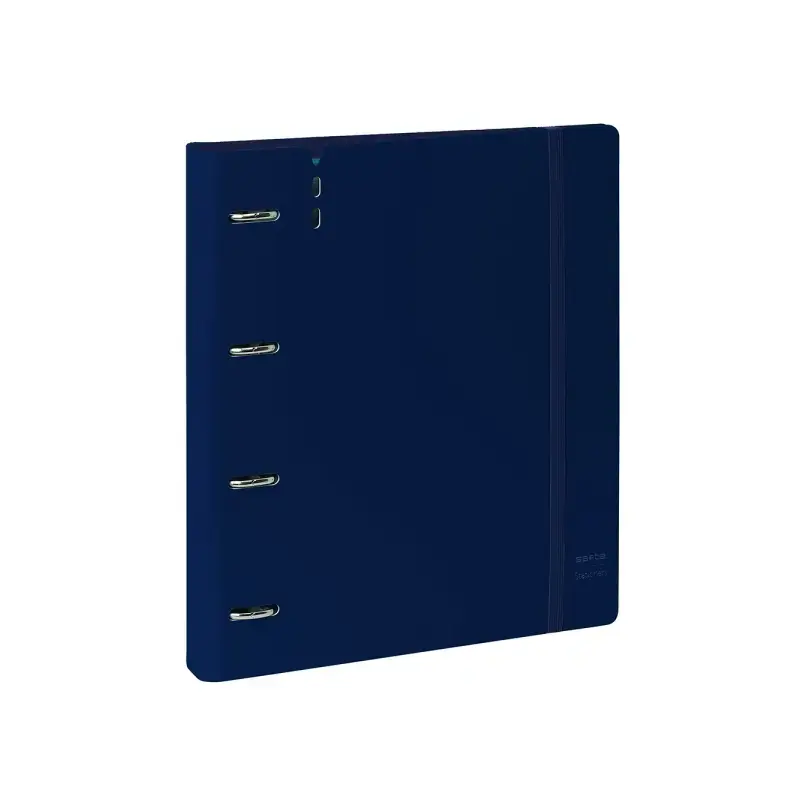 Safta Carpeta con 4 Anillas 35mm - Tapa de Plastico - Recambio 100 Hojas - Cierre Elastico - Ranura para Boligrafo - Separadores