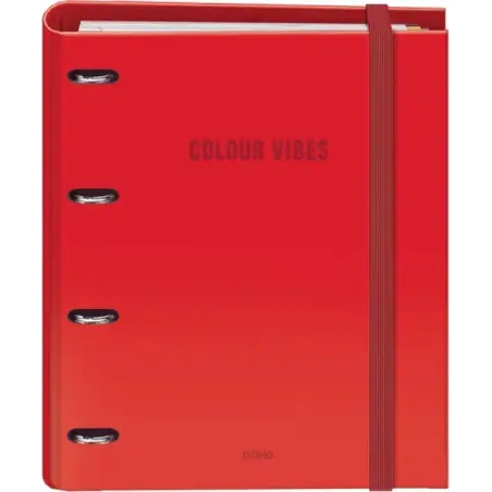 Dohe Colour Vibes Carpeta de 4 Anillas Mixtas de 35mm Recambio 100 Hojas Cuadricula 5mm - Formato A4 - Cierre con Goma - Incluye