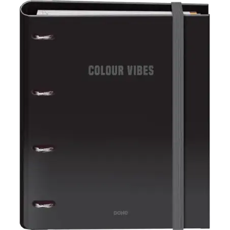 Dohe Colour Vibes Carpeta de 4 Anillas Mixtas de 35mm Recambio 100 Hojas Cuadricula 5mm - Formato A4 - Cierre con Goma - Incluye