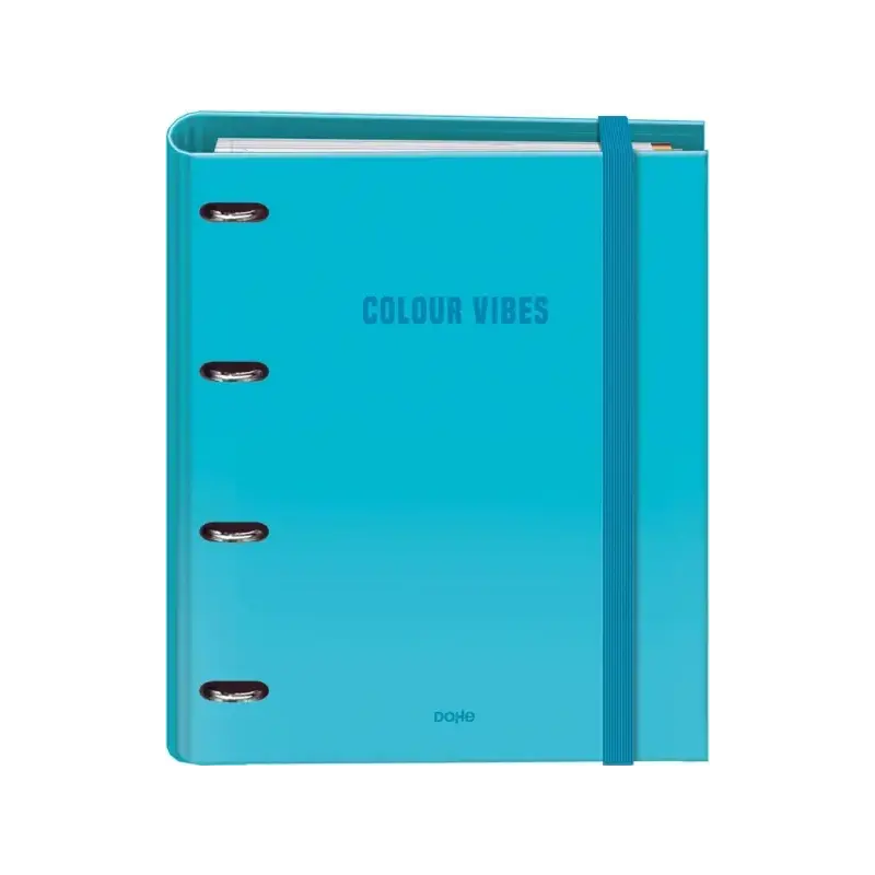 Dohe Colour Vibes Carpeta de 4 Anillas Mixtas de 35mm Recambio 100 Hojas Cuadricula 5mm - Formato A4 - Cierre con Goma - Incluye