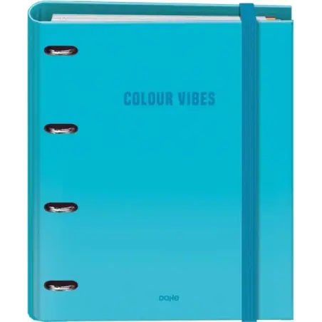 Dohe Colour Vibes Carpeta de 4 Anillas Mixtas de 35mm Recambio 100 Hojas Cuadricula 5mm - Formato A4 - Cierre con Goma - Incluye
