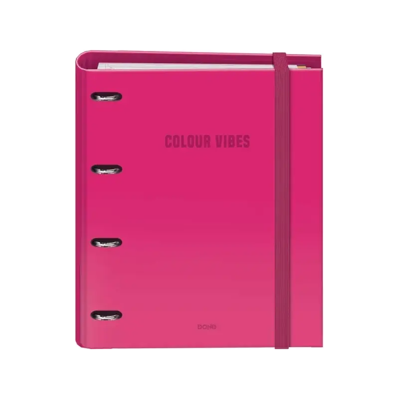 Dohe Colour Vibes Carpeta de 4 Anillas Mixtas de 35mm Recambio 100 Hojas Cuadricula 5mm - Formato A4 - Cierre con Goma - Incluye
