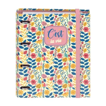 Dohe C´est la Vie Carpeta de 4 Anillas Mixtas de 35mm con Recambio de 100 Hojas - Formato Folio - Cierre con Goma - Incluye 4 Se