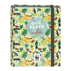 Dohe WWF Tropic Carpeta de 4 Anillas Mixtas de 35mm con Recambio de 100 Hojas - Formato Folio - Cierre con Goma - Incluye 4 Sepa